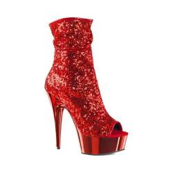 Women's Pleaser Delight 1008SQ Ankle Boot Red Sequins/Red Chrome