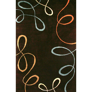 Greyson Living Ribbons Chocolate/ Blue/ Coral Area Rug (5'3 x 7'6)