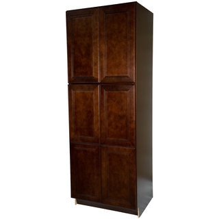 Everyday Cabinets Leo Saddle Cherry Mahogany Wood 30-inch Pantry/Utility Kitchen Cabinet