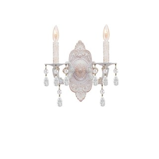 Crystorama Paris Market Collection 2-light Antique White/Clear Crystal Wall Sconce