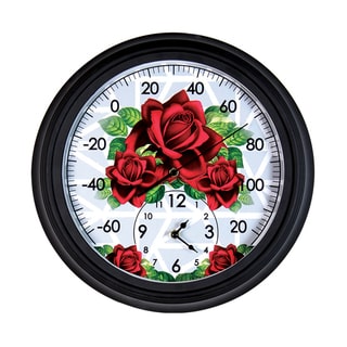 Exhart New York Botanical Gardens Rose-Themed Outdoor Clock and Thermometer
