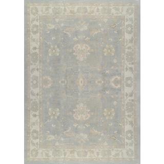 Pasargad Turkish Oushak Hand-knotted L.blue-ivory Wool Rug (11' x 15')