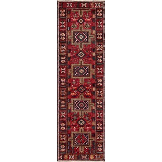 Vintage Persian Karajeh Red Wool Runner Rug (3' 2 x 10' 8)