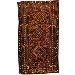 Herat Oriental Afghan Balouchi Hand-knotted Wool Rug (3'7 x 6'4)