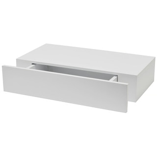 White 9-7/8-inch x 19-inch Shelf with Drawer
