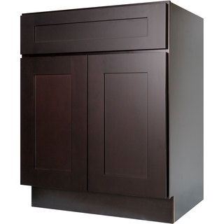 Everyday Cabinets 27-inch Dark Espresso Shaker Base Kitchen Cabinet
