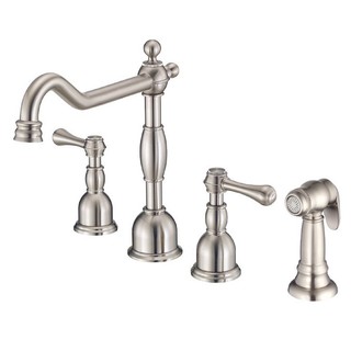 Danze Opulence 2H Bridge Kitchen Faucet w/ Lever Handles Spray 1 75gpm Aeration/2 2gpm Spray Stainless Steel D422257SS