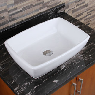 ELIMAX'S 302 Unique Rectangle Shape White Porcelain Ceramic Bathroom Vessel Sink