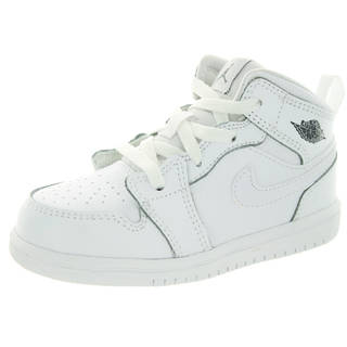 Nike Toddler's Jordan 1 Mid Bt White/Cool Grey/White Basketball Shoes
