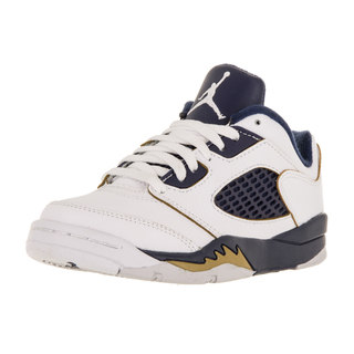 Nike Jordan Kid's Jordan 5 Retro Low (Ps) White/Metallic Gold/Midnight Navy Basketball Shoe