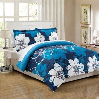 Chic Home 7-Piece Celosia Blue Bed in a Bag Duvet Cover Set