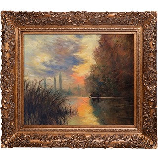 Claude Monet 'Evening at Argenteuil' Hand Painted Framed Canvas Art