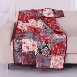 Nicole Floral Style 100-Percent Cotton Patchwork Throw