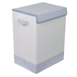 BirdRock Home Blue/White Linen Baby Clothes Hamper with Lid