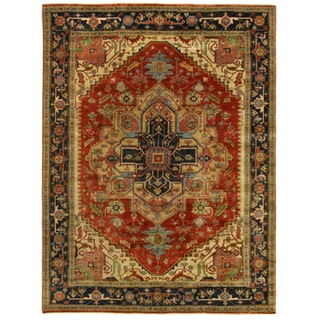Exquisite Rugs Serapi Red/ Black New Zealand Wool Rug (9' x 12')