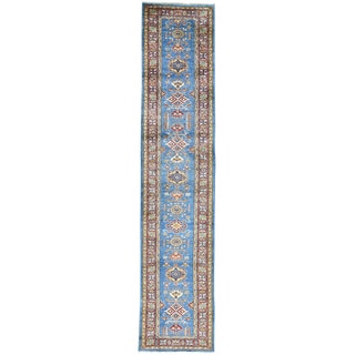 Hand-Knotted Super Kazak Runner Tribal Design Carpet (2'9x12'10)