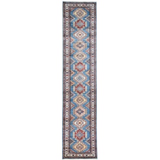 Hand-Knotted Wool Super Kazak Runner Oriental Rug (2'9x12'10)