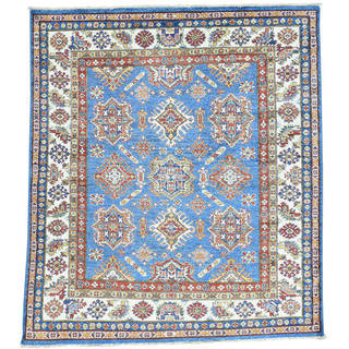 Hand-Knotted Super Kazak Tribal Design square Oriental Rug (5'9x6'7)