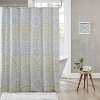 Urban Habitat Nicolette Yellow Cotton Printed Shower Curtain