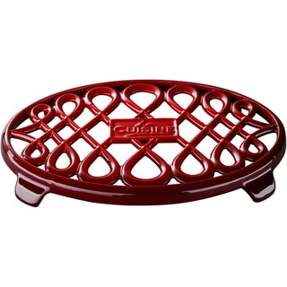 La Cuisine Red Cast-iron 10-inch x 7-inch Oval Trivet
