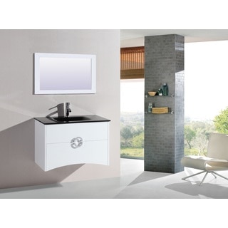 Legion Furniture 32-inch White Wall-mount Bathroom Vanity with Matching Mirror