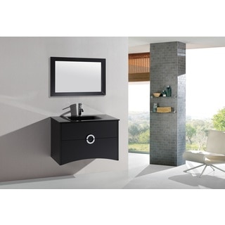 Legion Furniture Espresso 32-inch Wall Mount Bathroom Vanity and Mirror Set