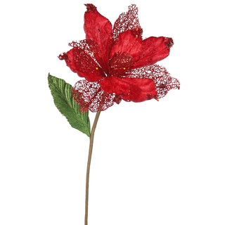 Vickerman 22-inch Red Paper Magnolia with 8-inch Flower (Pack of 6)