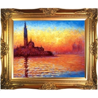 Claude Monet 'San Giorgio Maggiore by Twilight' Hand Painted Framed Canvas Art