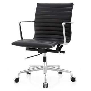 Black Aniline Leather Ergonomic Office Chair