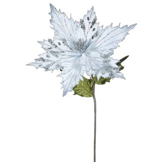 26-inch Silver Poinsettias With 13-inch Flowers (Pack of 3)