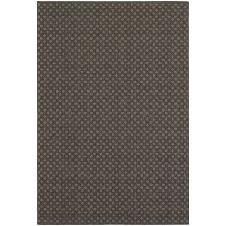 Reverse Diamond Textured Loop Pile Grey/ Charcoal Indoor/Outdoor Rug (3' 3 x 5')