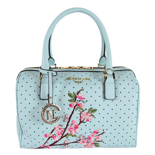 Nicole Lee Kayley Blue Floral Embellishment Boston Handbag