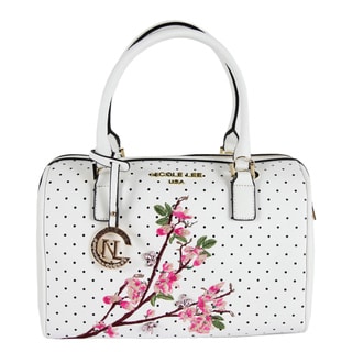 Nicole Lee Kayley White Floral Embellishment Boston Handbag
