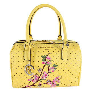 Nicole Lee Kayley Yellow Faux Leather Floral Embellishment Boston Handbag