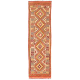 Herat Oriental Afghan Hand-woven Wool Mimana Kilim (2'10 x 9'10)