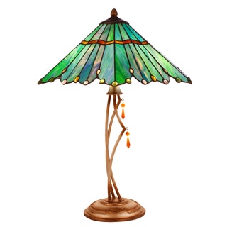 River of Goods Blue/Green Metal/Resin/Art Glass Stained Glass 24.75-inch High Tiffany-style Whimsical Table Lamp