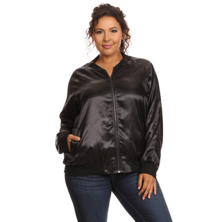Hadari Women's Plus Size Long Sleeve Bomber Jacket