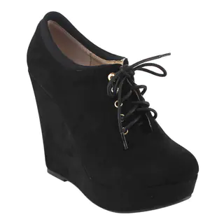 DBDK AD35 Women's Lace Up Wedge Platform Ankle Booties