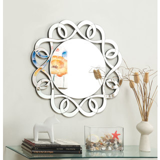 Silver-colored Round Frameless Decorative Mirror
