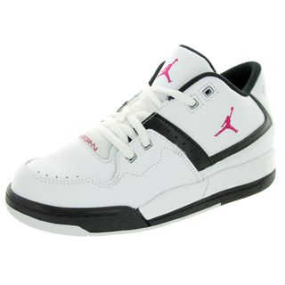 Nike Kids' Jordan Flight 23 White, Sport Fuchsia, and Black Basketball Shoes