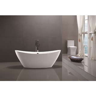 Vanity Art White Acrylic 71-inch Freestanding Soaking Bathtub