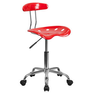 Saddle Red Metal Chrome-finished Home Office Chair with Tractor Seat