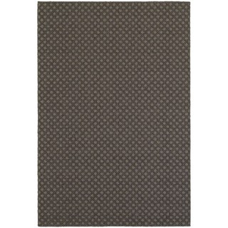 Reverse Diamond Textured Loop Pile Grey/ Charcoal Indoor/Outdoor Rug (9'10 x 12'10)