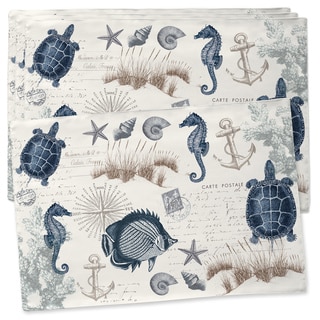 Laural Home Blue/Green Cotton Vintage Seaside Maritime Placemats (Set of 4)