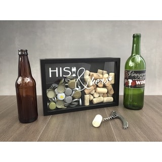 Boston Warehouse His & Hers Black Beer/Wine Cap and Cork Collector
