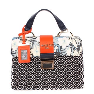 Nicole Lee Dream Faux Leather/Nylon Flower Print Mini Handbag