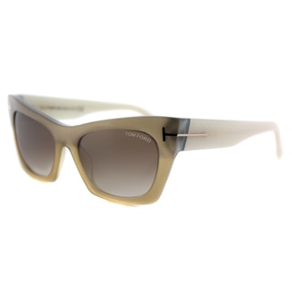 Tom Ford TF 459 38F Kasia Matte Honey Plastic Cat-Eye Brown Gradient Lens Sunglasses