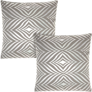 Mina Victory Luminescence Diamond Zebra Silver/Grey 18-inch Throw Pillow (Set of 2) by Nourison