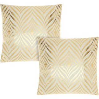Mina Victory Luminescence Diamond Zebra Ivory/Gold 18-inch Throw Pillow (Set of 2) by Nourison