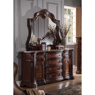 Best Master Furniture Traditional Walnut 6-Drawer Dresser and Mirror
